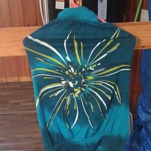 Cielo Teal Top with Floral Accents